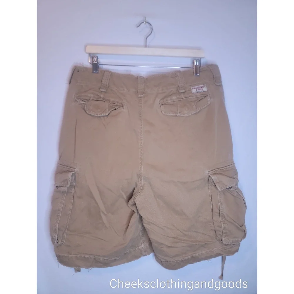 Abercrombie & Fitch Cargo Shorts Mens size 34 Khaki Y2K Vtg Paratrooper Utility
